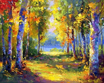 Landscapes Painting - Original woods art forest oil painting autumn landscape artwork trees